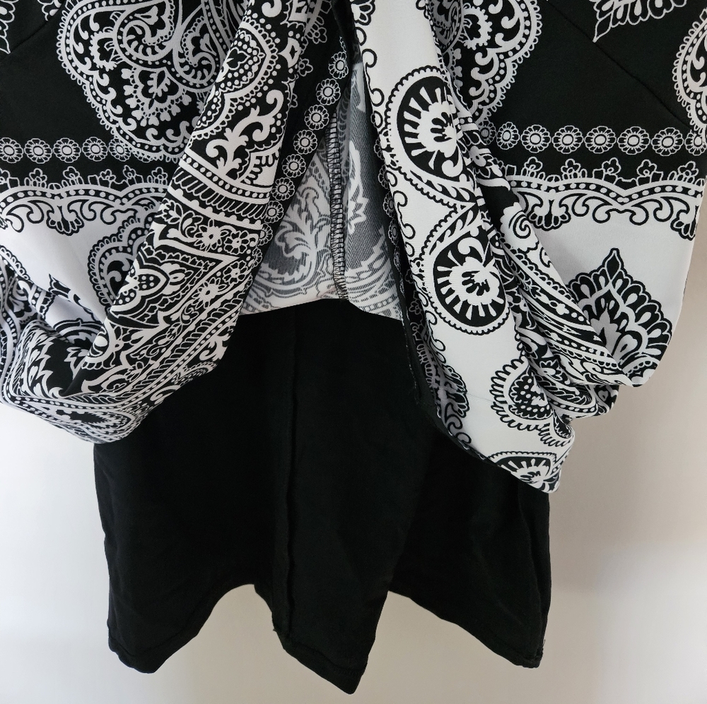 INC International Concepts Black and White Damask Patterned Dress Women's Large - Picture 5 of 5